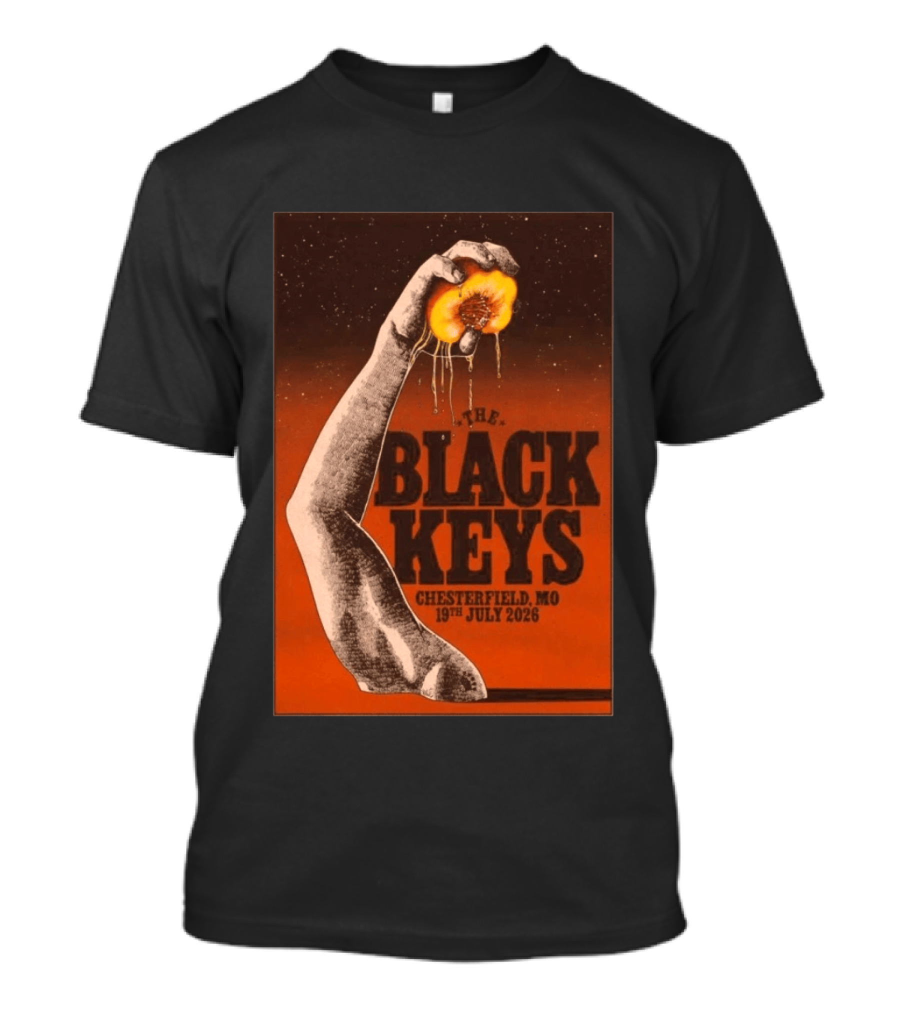 The Black Keys Chesterfield MO 19th July 2026 Hand Peach T-Shirt