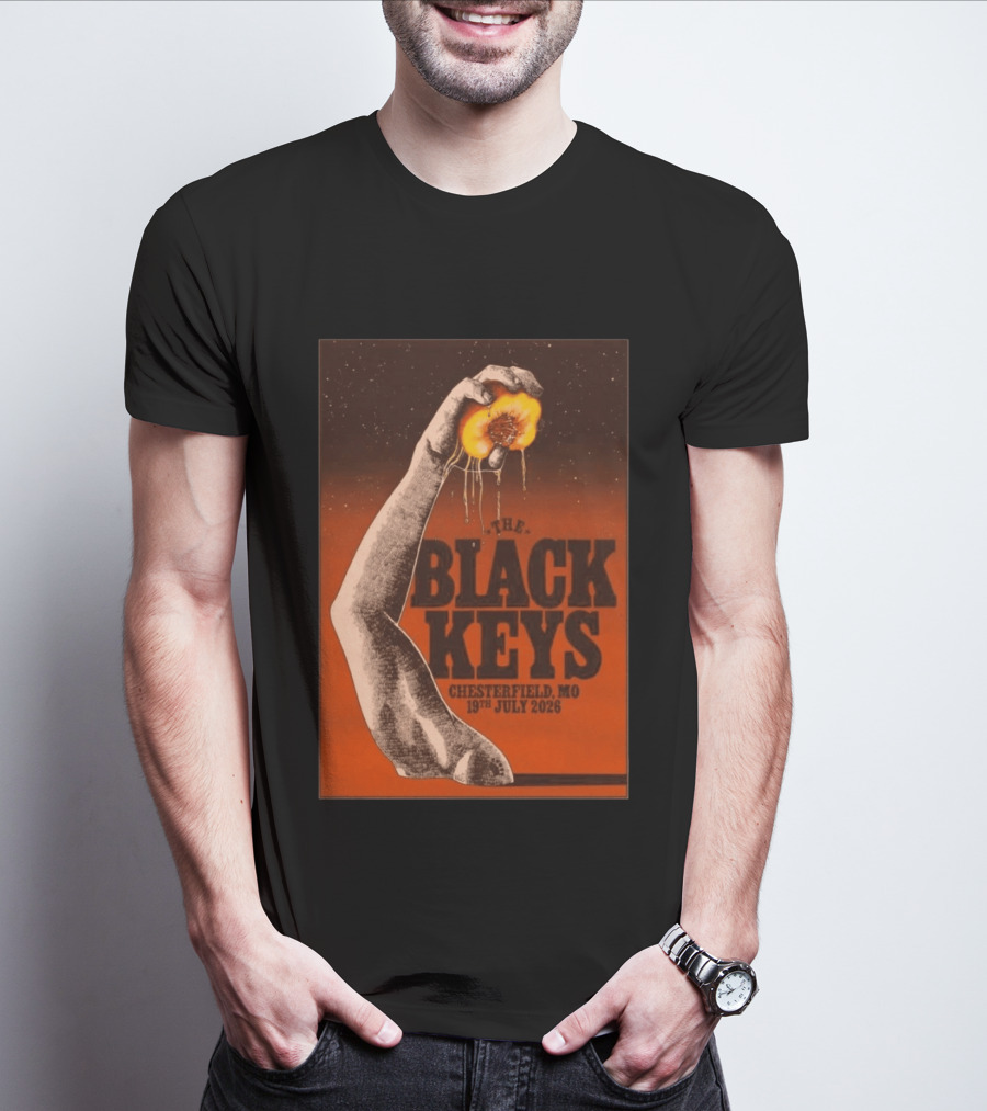 The Black Keys Chesterfield MO 19th July 2026 Hand Peach T-Shirt
