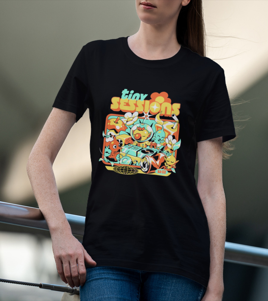 Tiny Sessions Robot DJ And Dancing Creatures T-Shirt