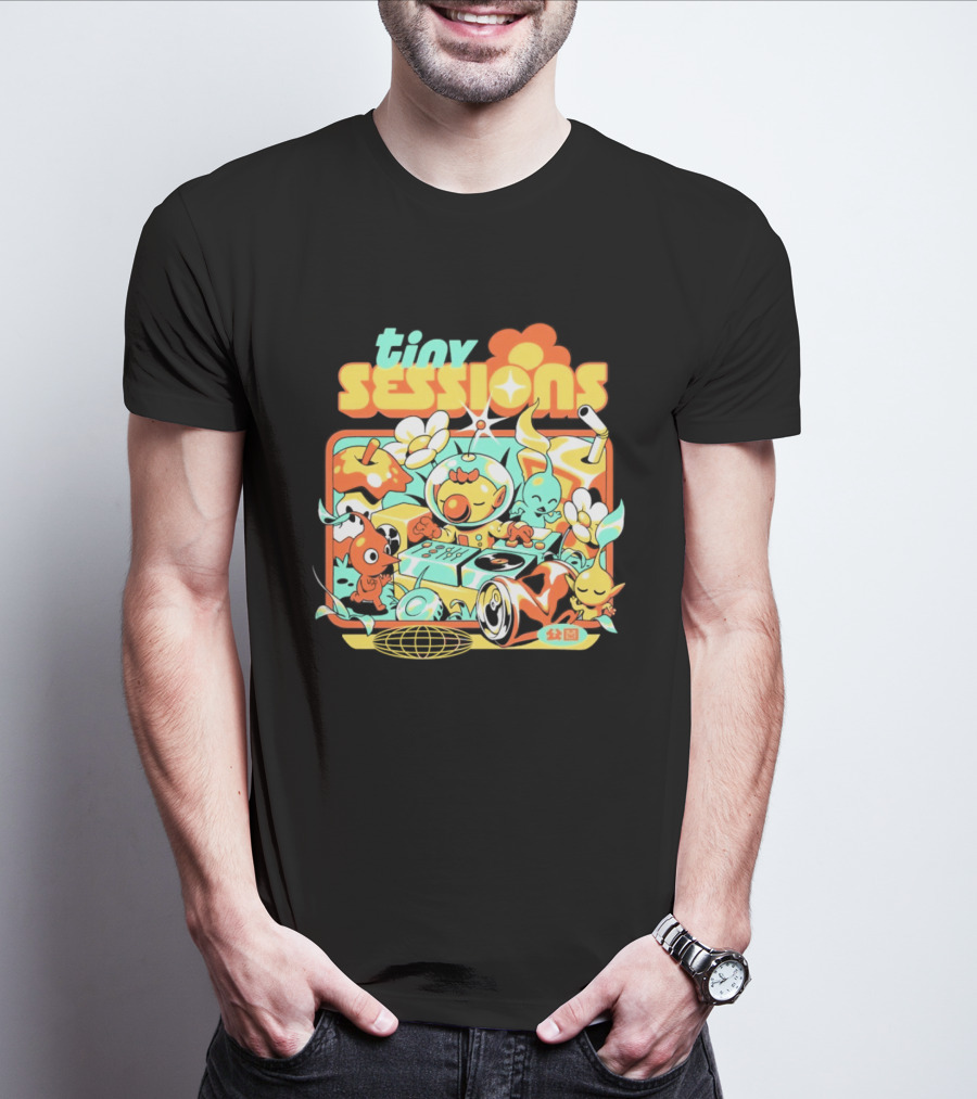 Tiny Sessions Robot DJ And Dancing Creatures T-Shirt