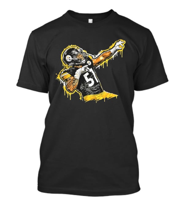 Nick Herbig 51 Pittsburgh Steelers Celebratory Pose Football Player Drawing T-Shirt