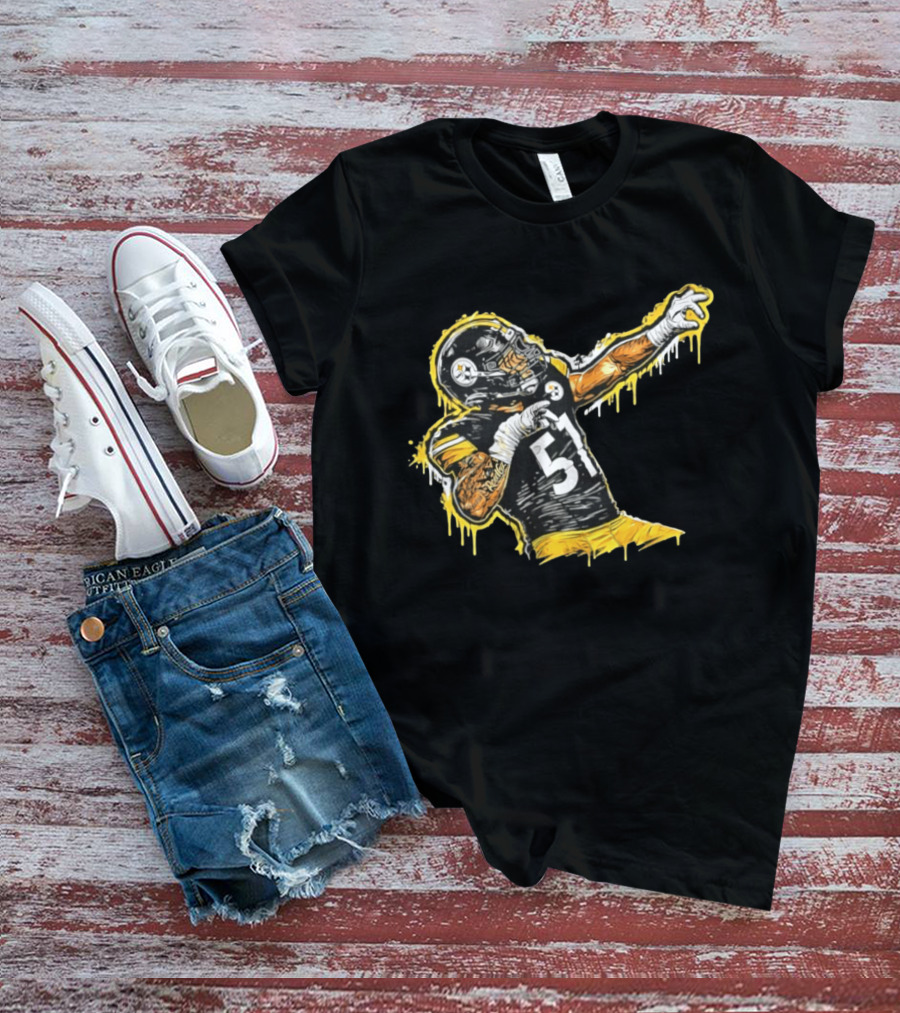 Nick Herbig 51 Pittsburgh Steelers Celebratory Pose Football Player Drawing T-Shirt