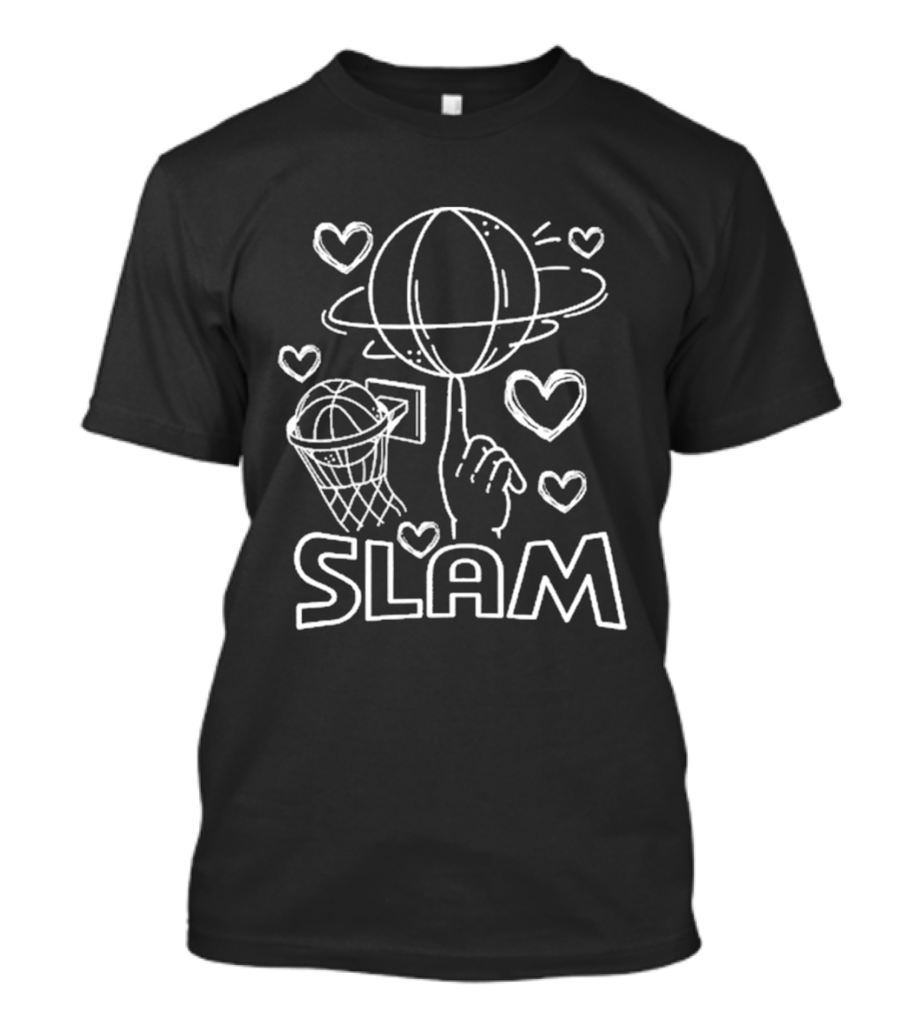 Slam Basketball Sketch With Hoop And Planet T-Shirt