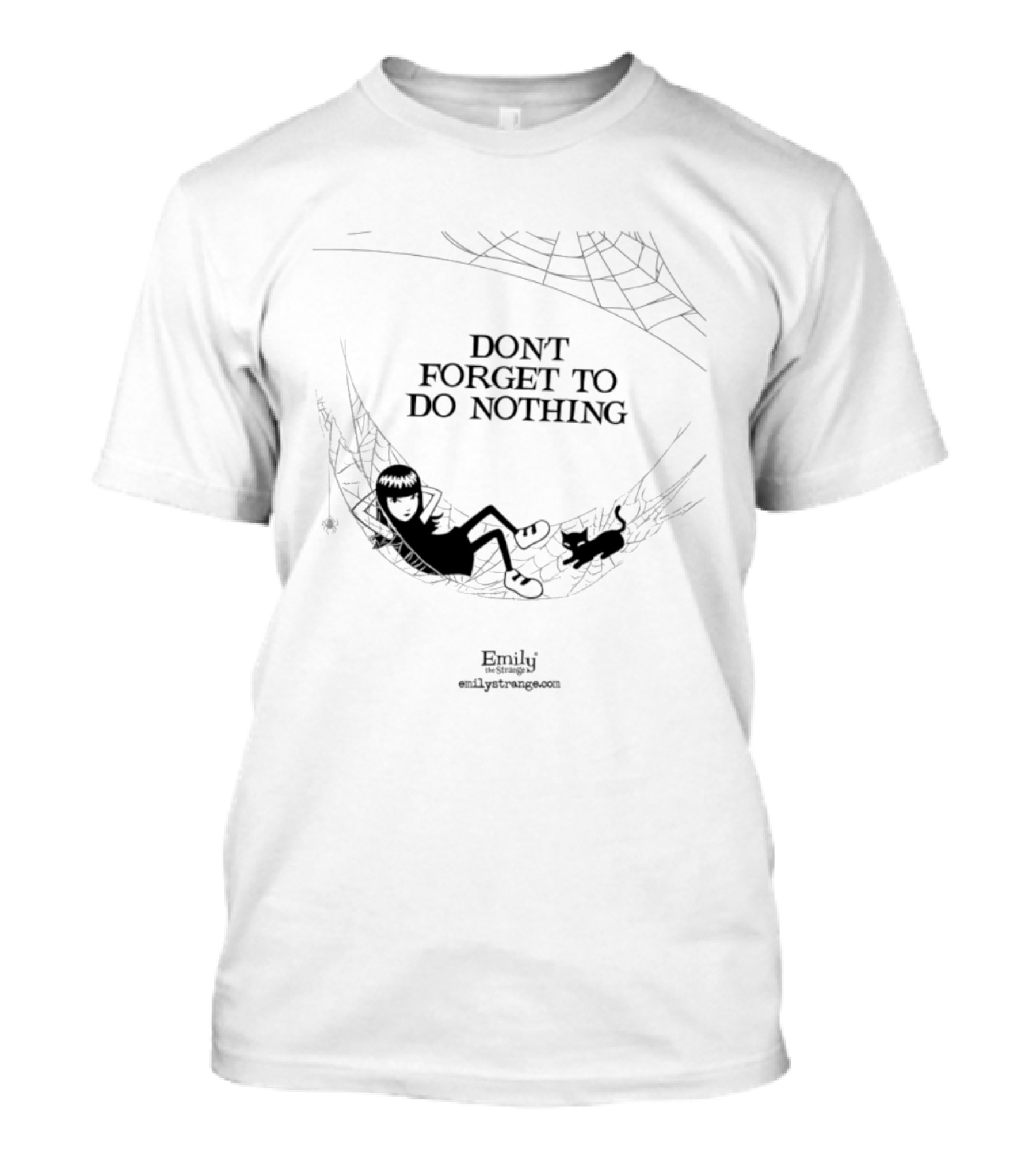 Emily The Strange Don't Forget To Do Nothing Hammock Scene With Spider And Web T-Shirt