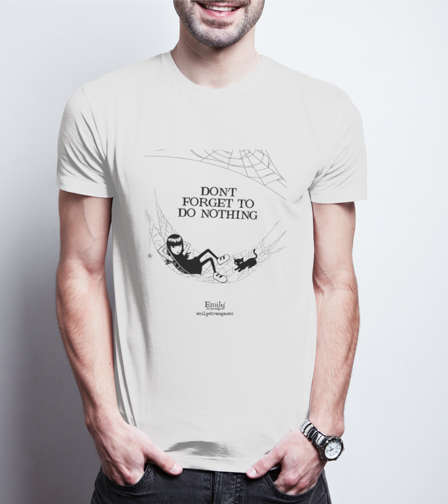 Emily The Strange Don't Forget To Do Nothing Hammock Scene With Spider And Web T-Shirt