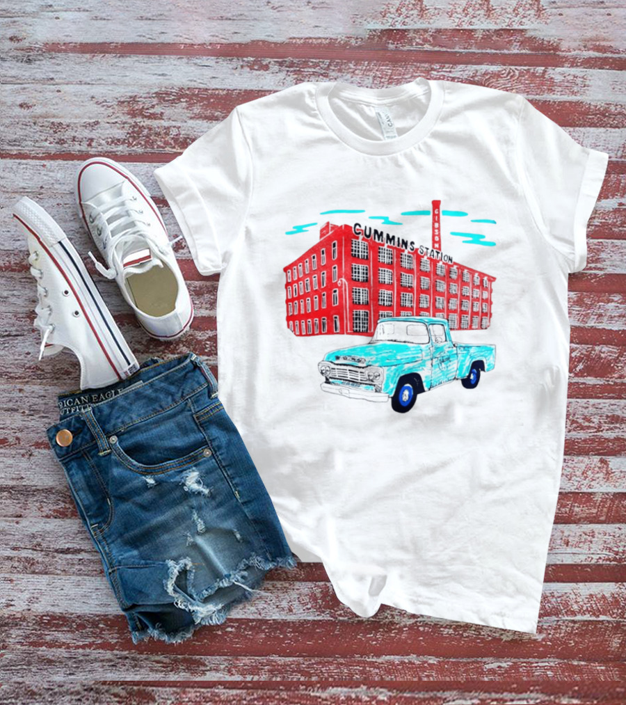 Gilson Cummins Station Vintage Truck And Building Scene T-Shirt