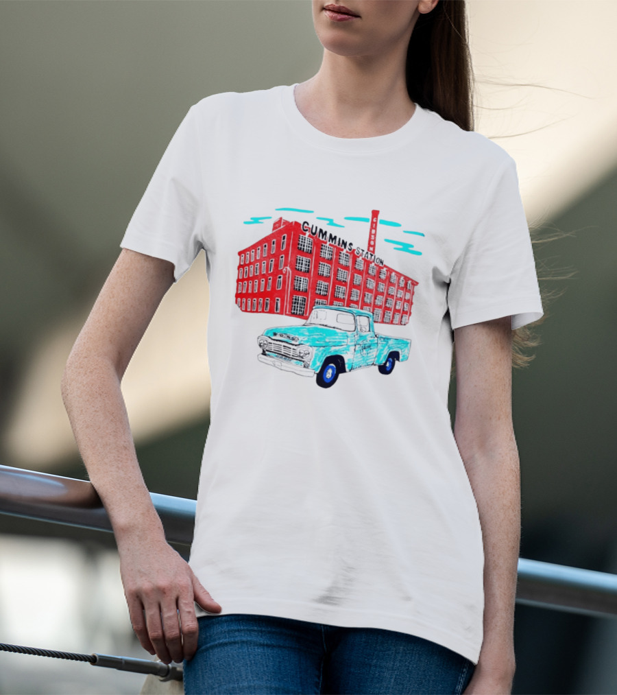 Gilson Cummins Station Vintage Truck And Building Scene T-Shirt