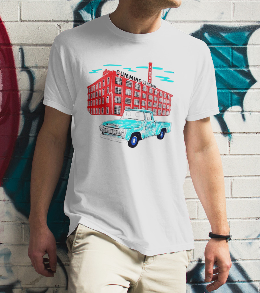 Gilson Cummins Station Vintage Truck And Building Scene T-Shirt