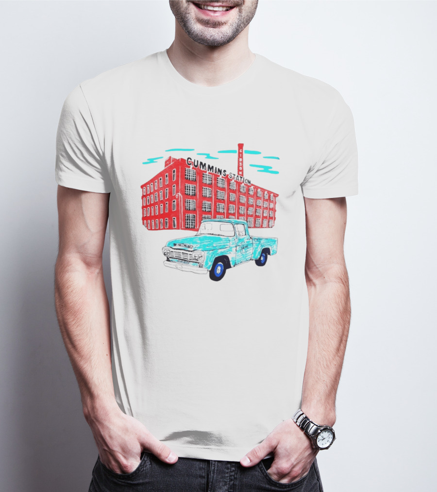 Gilson Cummins Station Vintage Truck And Building Scene T-Shirt