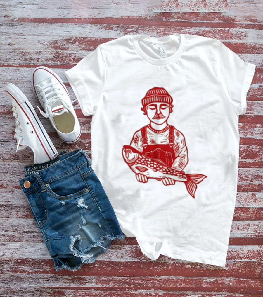 Goth Babe Fisherman Holding Fish T-Shirt