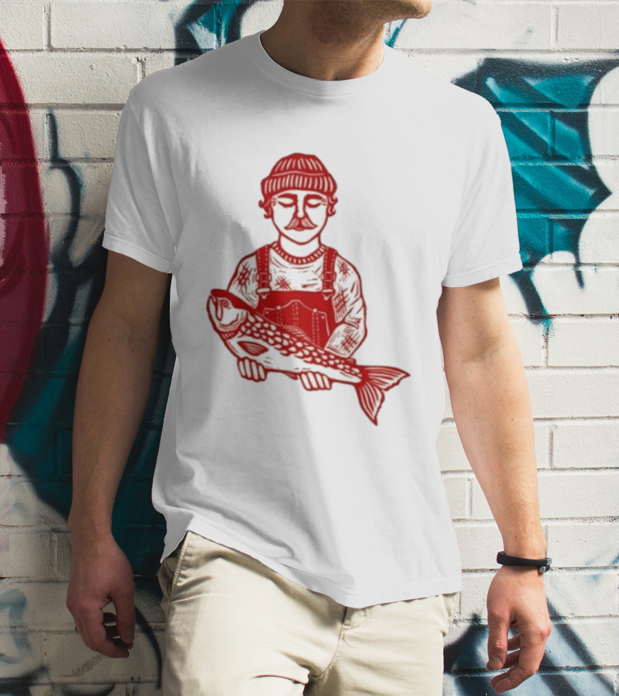 Goth Babe Fisherman Holding Fish T-Shirt