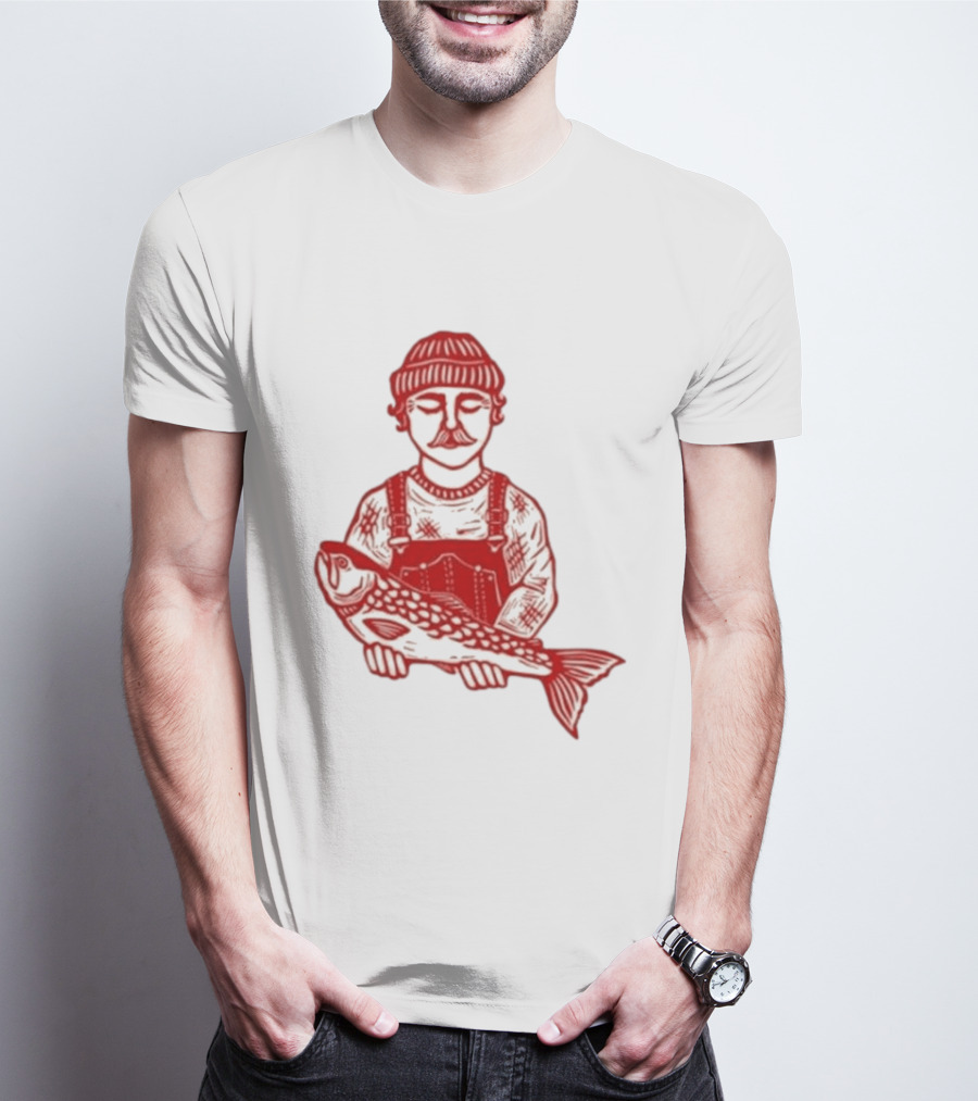 Goth Babe Fisherman Holding Fish T-Shirt