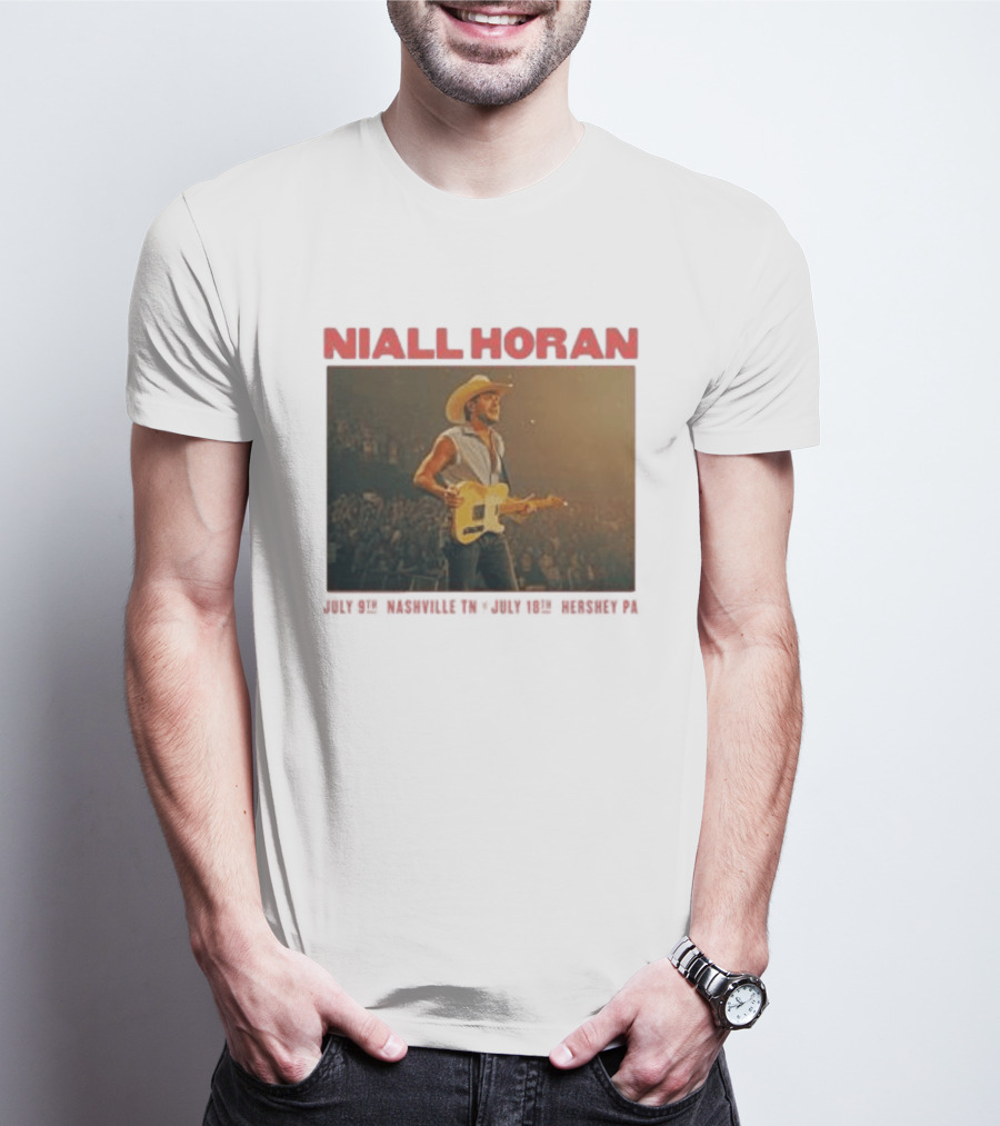 Niall Horan Live Performance Cowboy Hat Guitar Dallas Texas Event T-Shirt