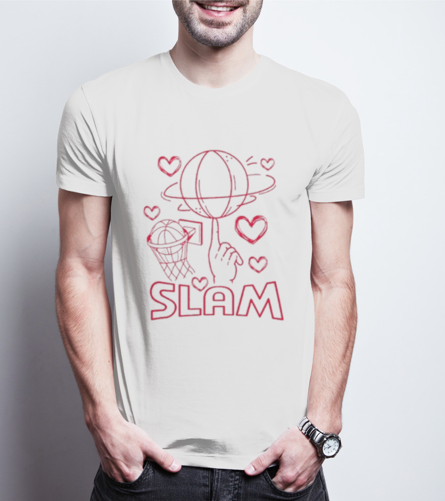 Slam Basketball Heart Hoops Hand Spinning Planet T-Shirt