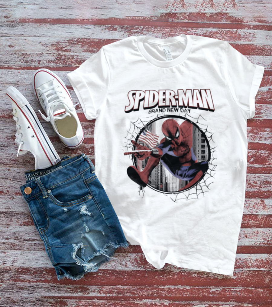 Spider Man Brand New Day Marvel Peter Parker Swinging Action T-Shirt