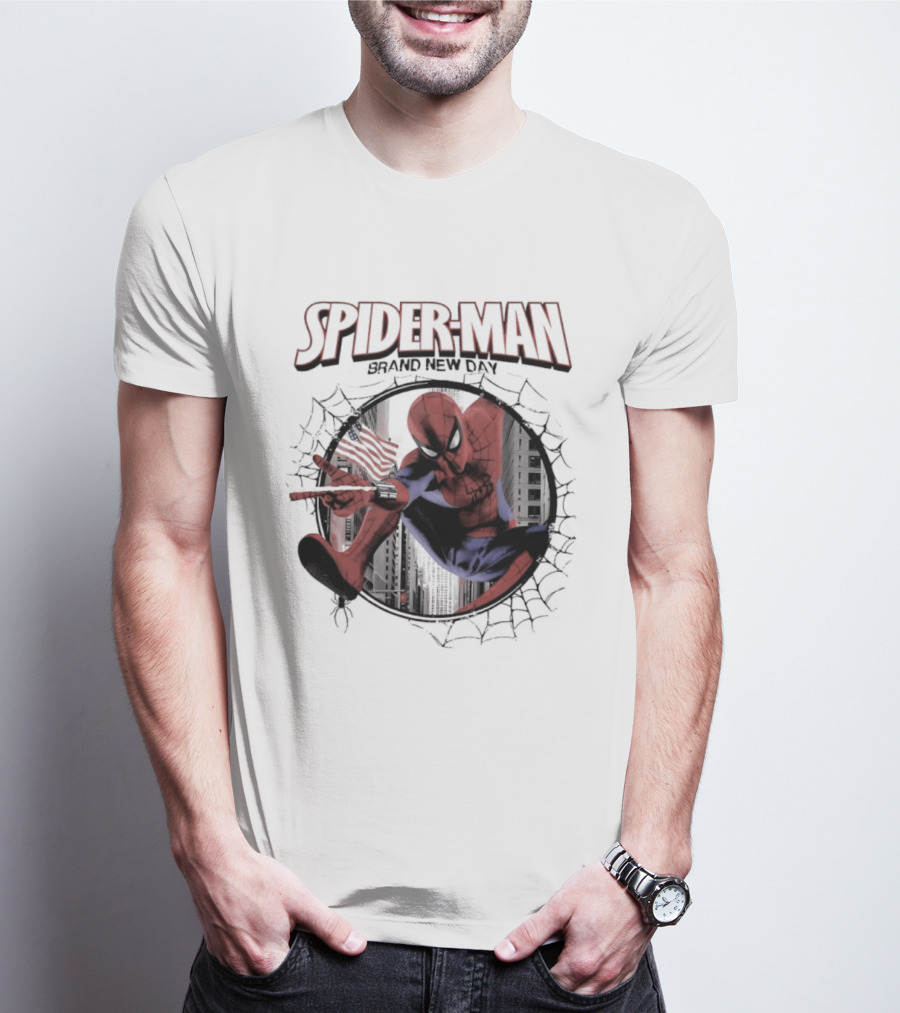 Spider Man Brand New Day Marvel Peter Parker Swinging Action T-Shirt