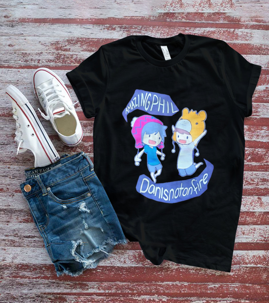 AmazingPhil Danisnotonfire Cartoon Characters In Cute Animal Hats T-Shirt