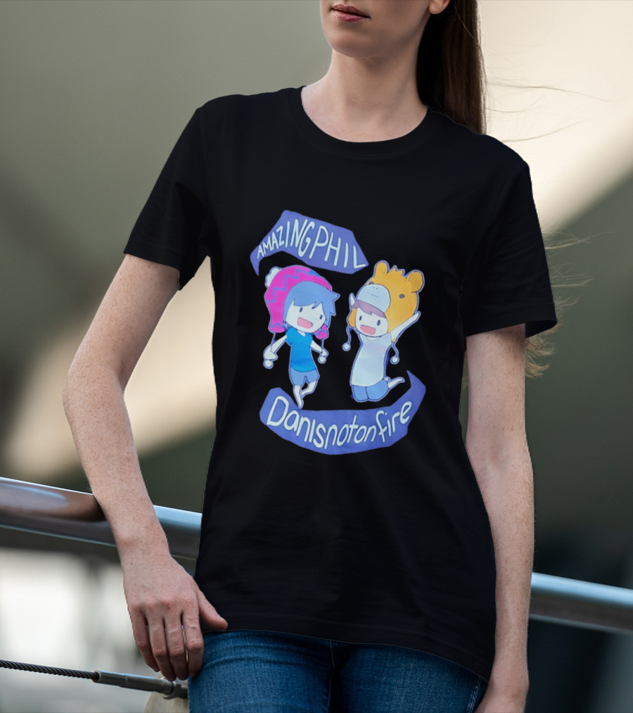 AmazingPhil Danisnotonfire Cartoon Characters In Cute Animal Hats T-Shirt