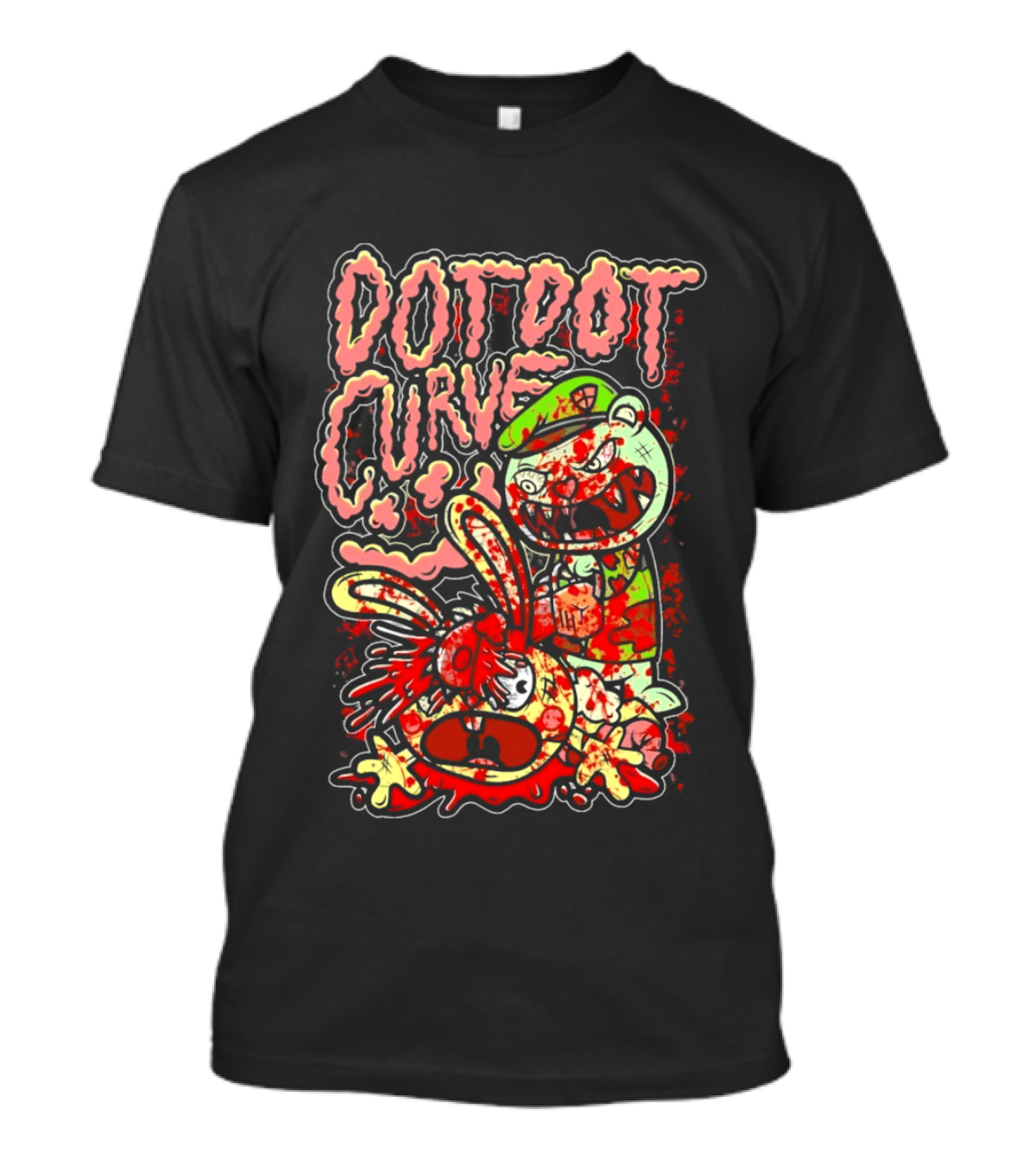 Dot Dot Curve Happy Bloodied Cartoon Friends T-Shirt
