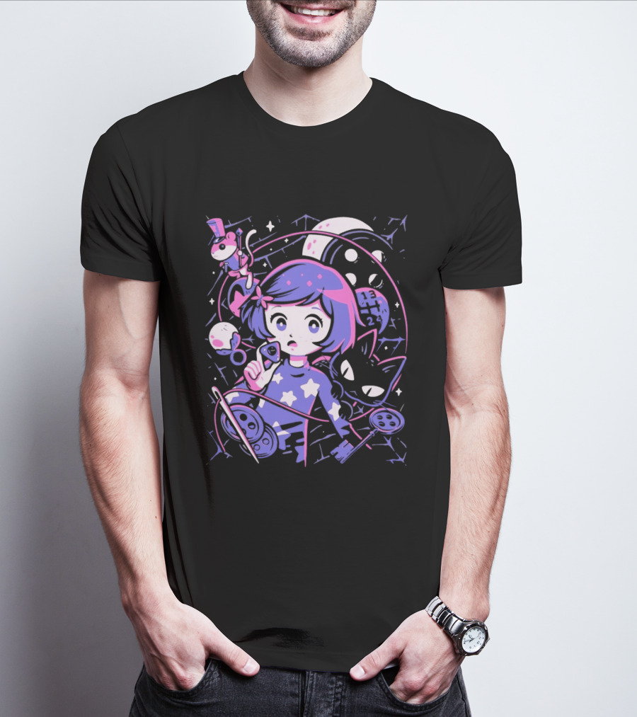 PixelEyeBat Moonlit Adventure Secret Portal Fantasy T-Shirt