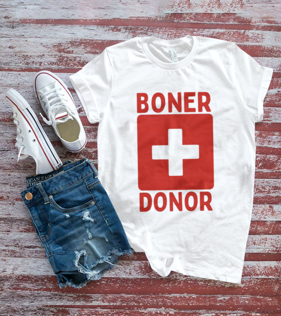 Boner Donor Sarcastic Adult Humor Red Cross T-Shirt