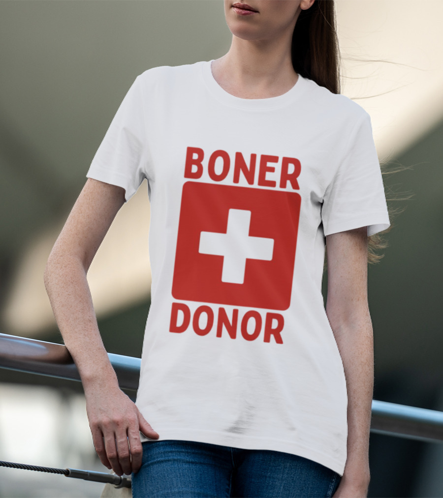 Boner Donor Sarcastic Adult Humor Red Cross T-Shirt