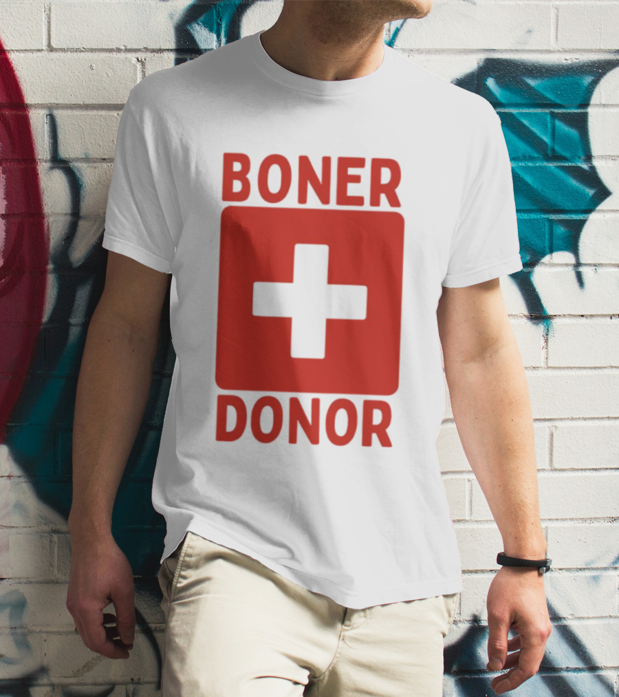 Boner Donor Sarcastic Adult Humor Red Cross T-Shirt