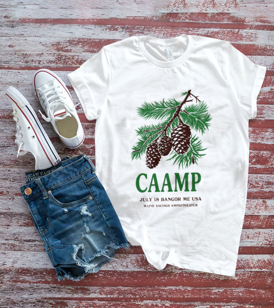 Caamp July 18 Bangor Maine USA Maine Savings Ampitheater Pinecones T-Shirt