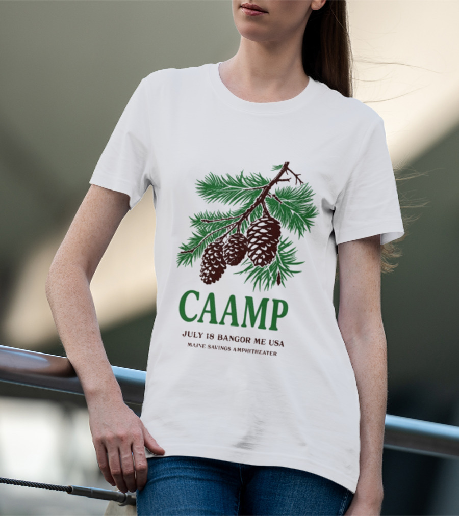 Caamp July 18 Bangor Maine USA Maine Savings Ampitheater Pinecones T-Shirt