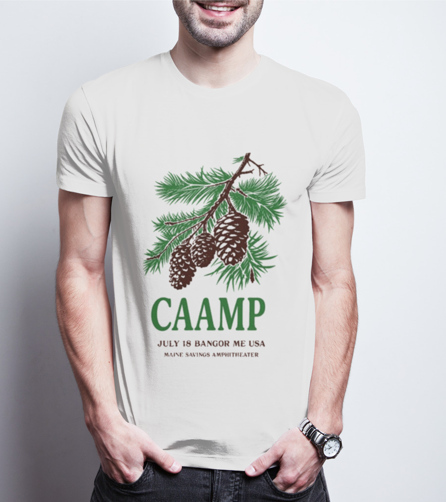 Caamp July 18 Bangor Maine USA Maine Savings Ampitheater Pinecones T-Shirt
