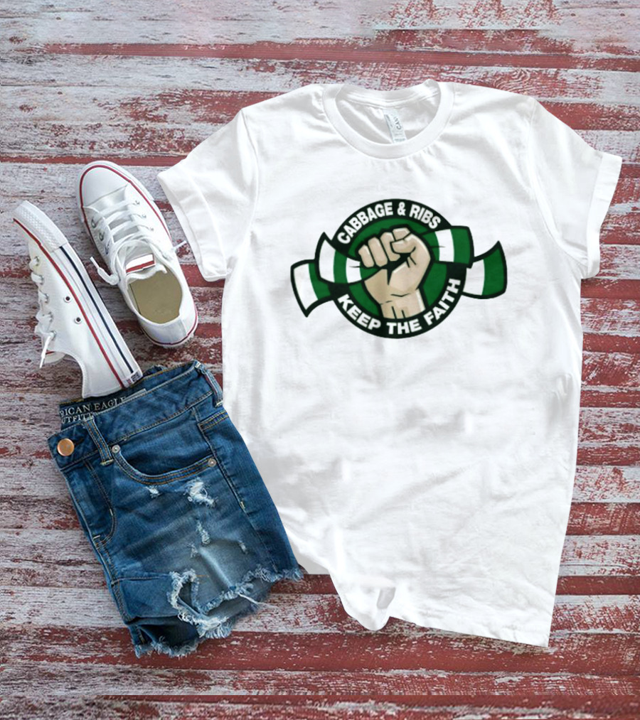 Cabbage & Ribs Keep The Faith Celtic FC Fist T-Shirt