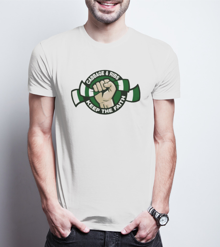 Cabbage & Ribs Keep The Faith Celtic FC Fist T-Shirt