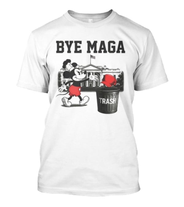 Bye Maga Trash Mickey Mouse Political Satire T-Shirt