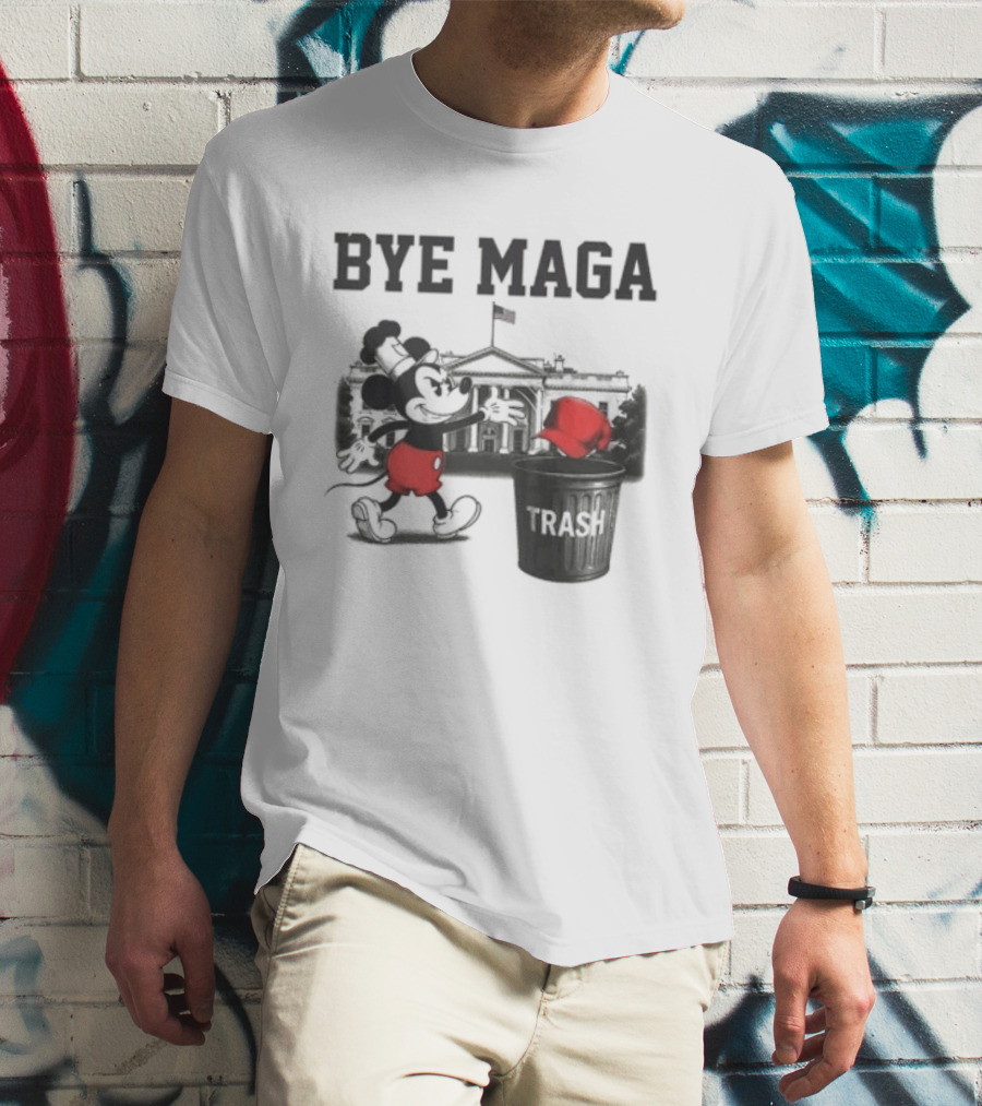 Bye Maga Trash Mickey Mouse Political Satire T-Shirt