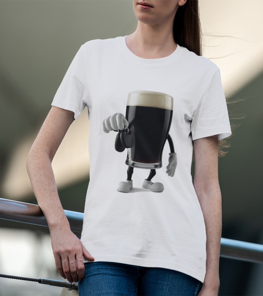 Guinness Beer Pint Holding Car Keys T-Shirt