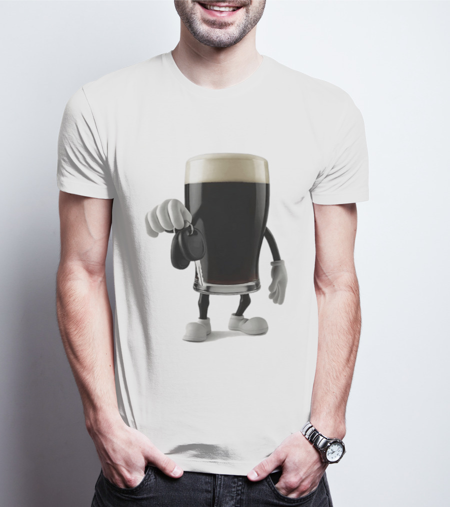 Guinness Beer Pint Holding Car Keys T-Shirt