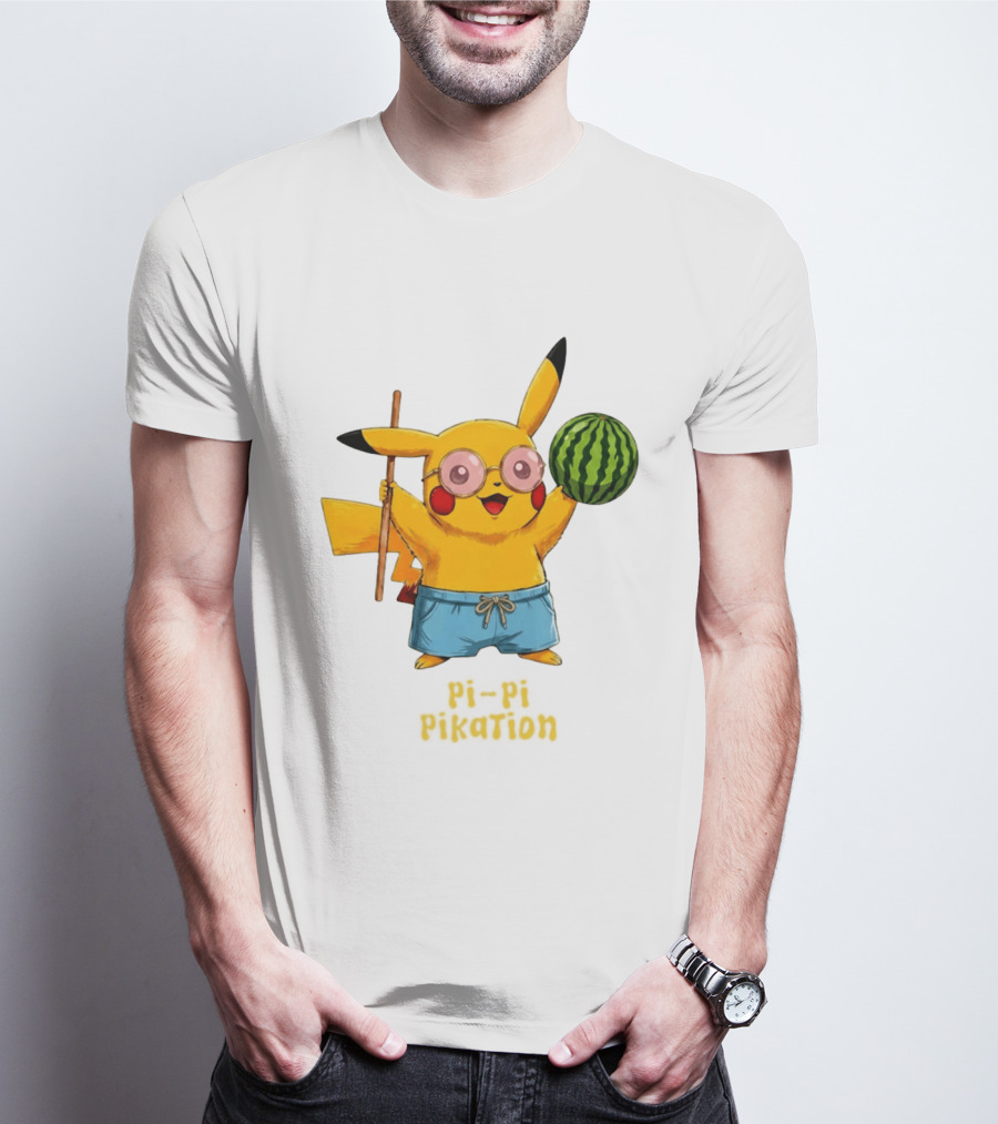 Pikachu Watermelon Summer Pi Pi Pikation Cute Sunglasses Beach T-Shirt