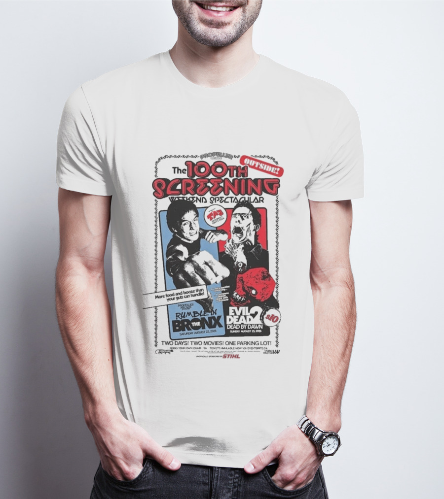 Propeller Arcade 100th Screening Weekend Spectacular Rumble In The Bronx August 22 2026 Evil Dead 2 T-Shirt