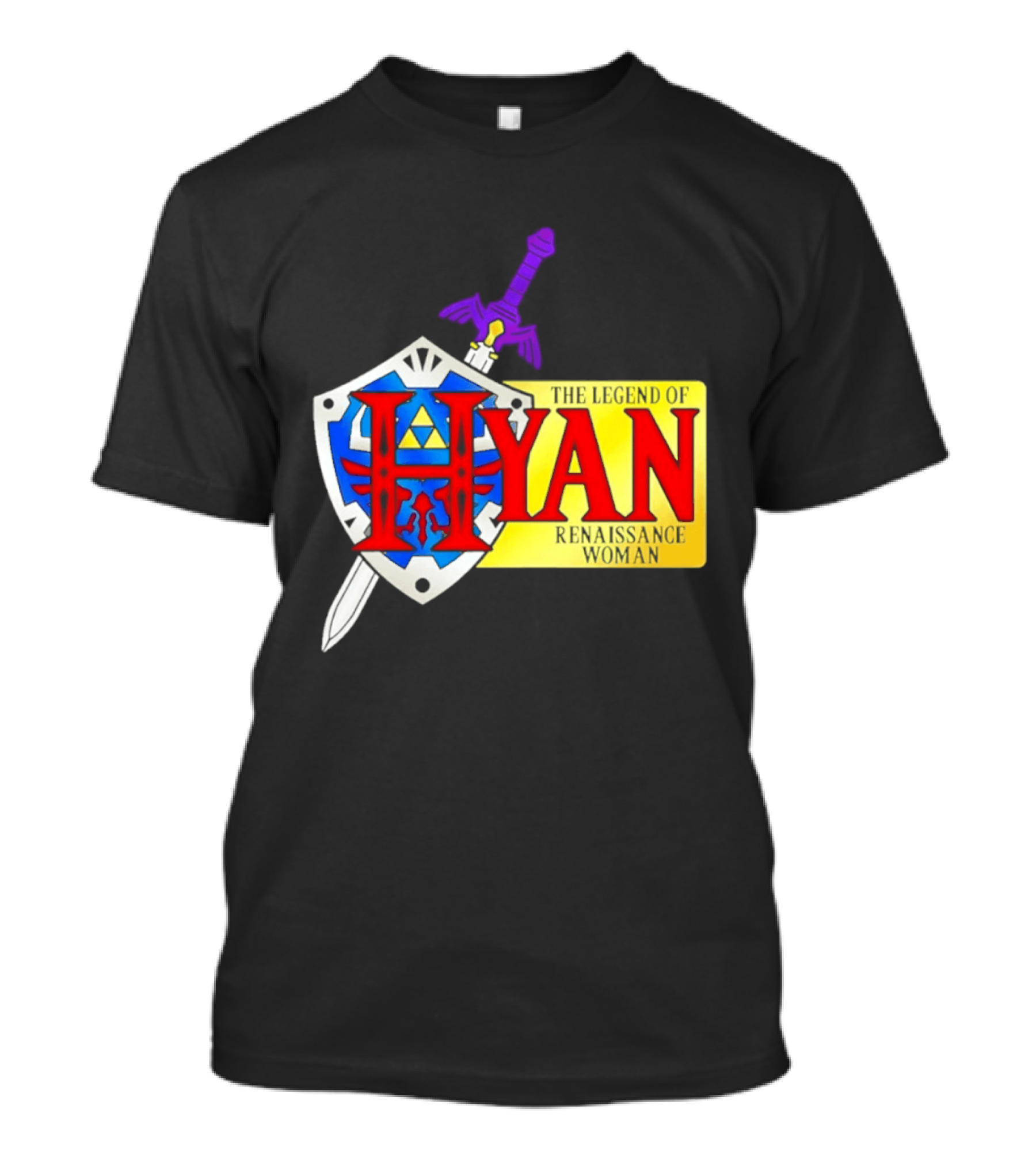 Hyan Renaissance Woman Legend Triforce Shield Sword T-Shirt