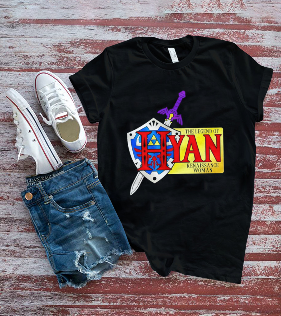 Hyan Renaissance Woman Legend Triforce Shield Sword T-Shirt