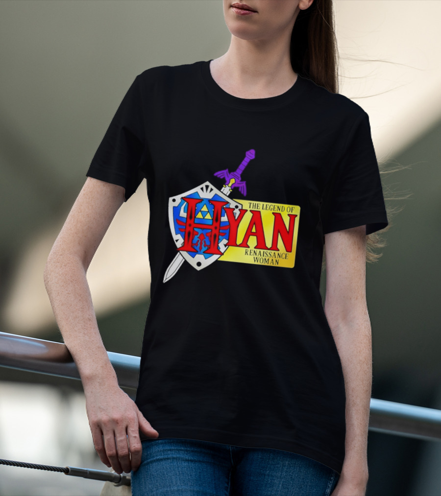 Hyan Renaissance Woman Legend Triforce Shield Sword T-Shirt