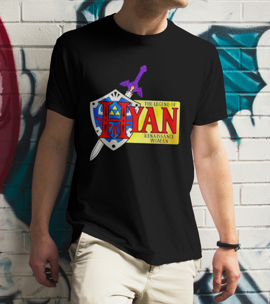 Hyan Renaissance Woman Legend Triforce Shield Sword T-Shirt