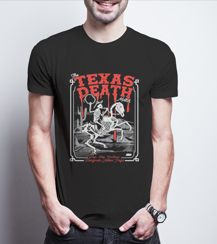 The Texas Death Match Skeleton Riding Wild Desert Scene T-Shirt