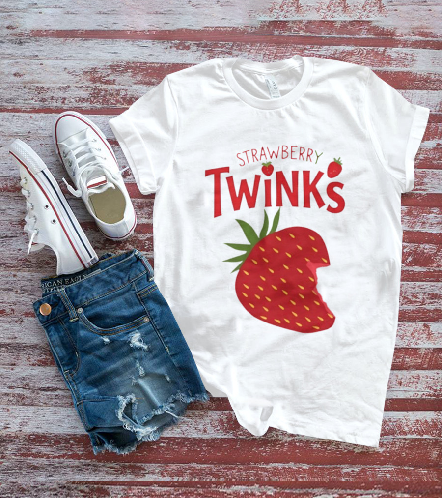 Strawberry Twinks With Bitten Strawberry Motif T-Shirt