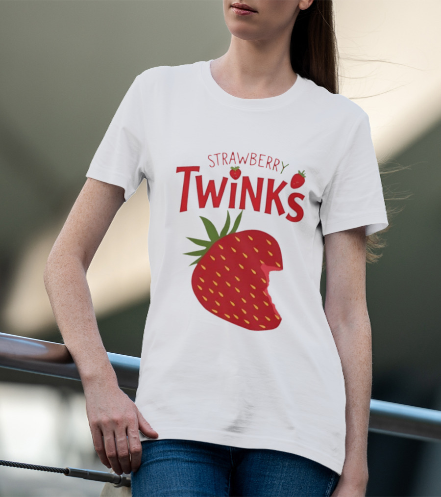 Strawberry Twinks With Bitten Strawberry Motif T-Shirt