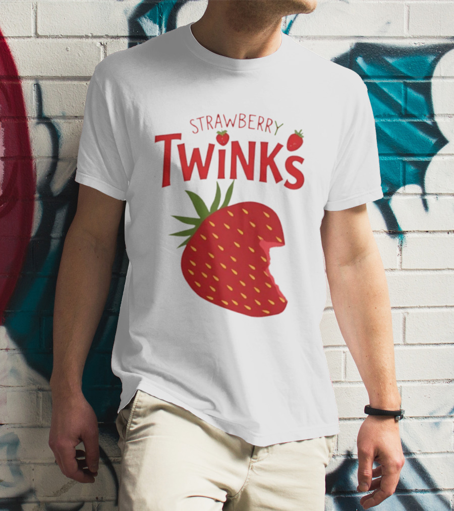 Strawberry Twinks With Bitten Strawberry Motif T-Shirt