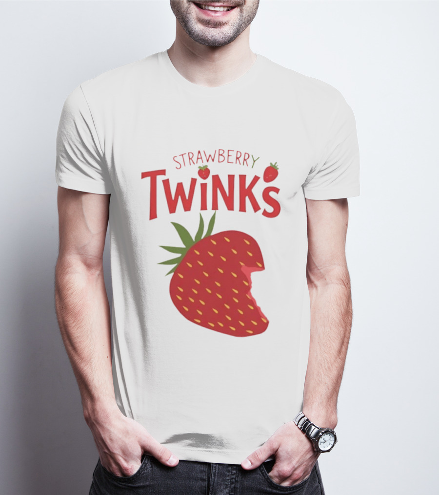 Strawberry Twinks With Bitten Strawberry Motif T-Shirt