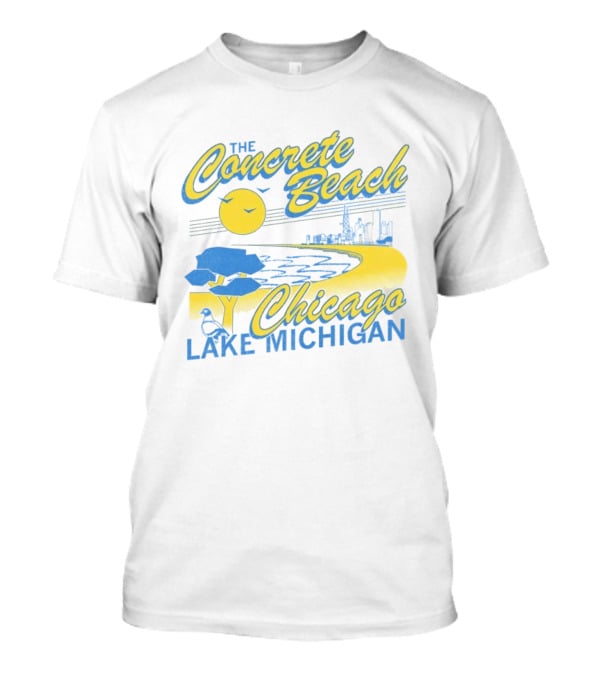The Concrete Beach Sun Illustration Chicago Lake Michigan T-Shirt