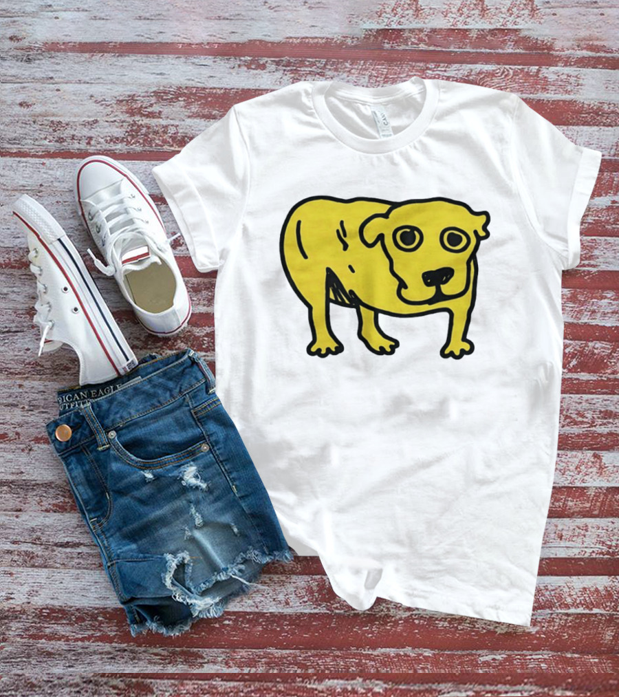 Tripod Aic Dog Drawing Yellow T-Shirt