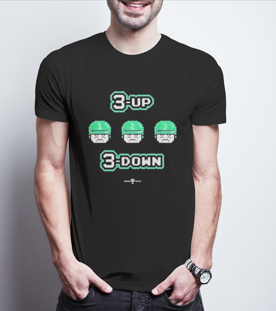 3 Up 3 Down 8 Bit Style Retro Gaming T-Shirt